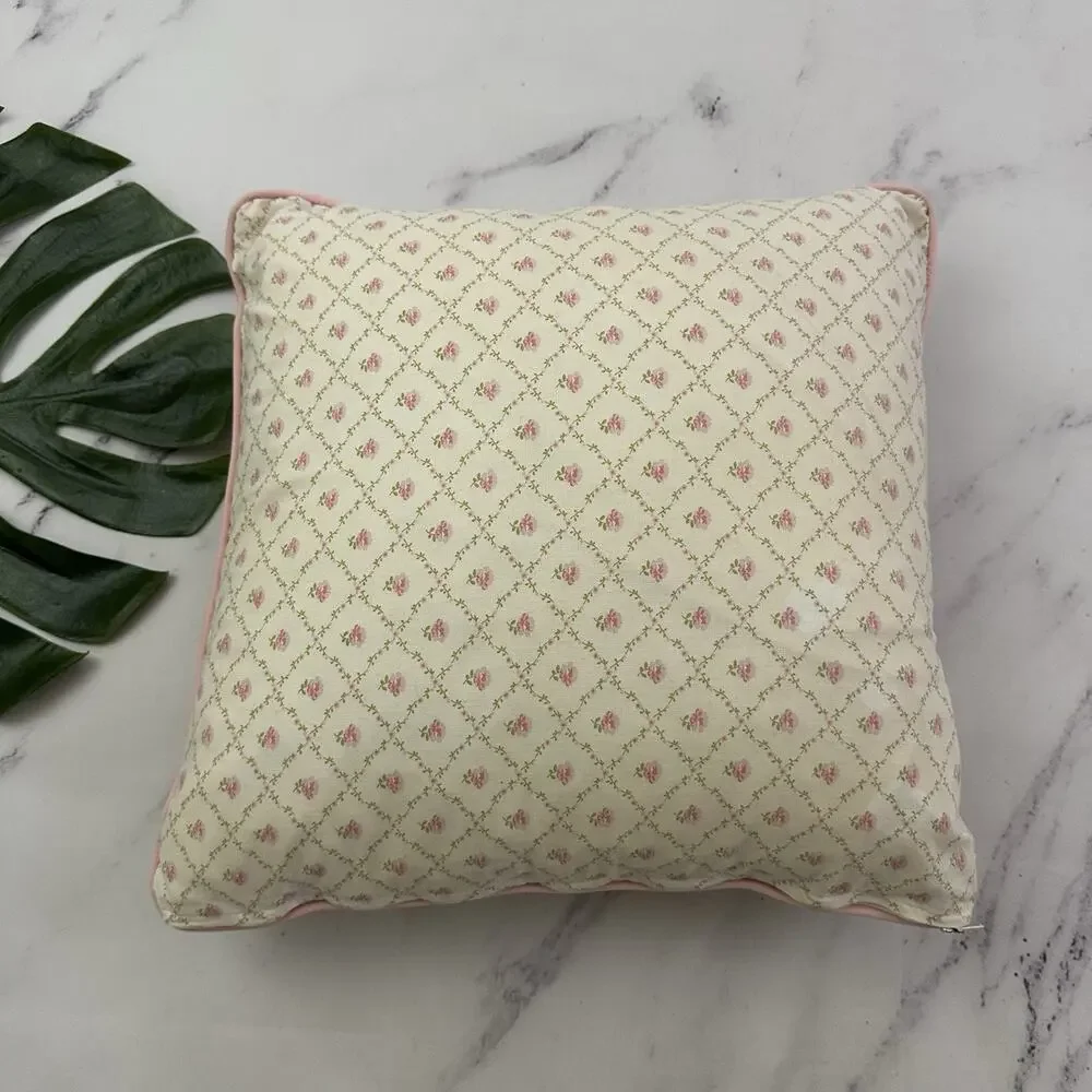 Laura Ashley Vintage Y2k Throw Pillow Pink White Patchwork Floral Down Insert